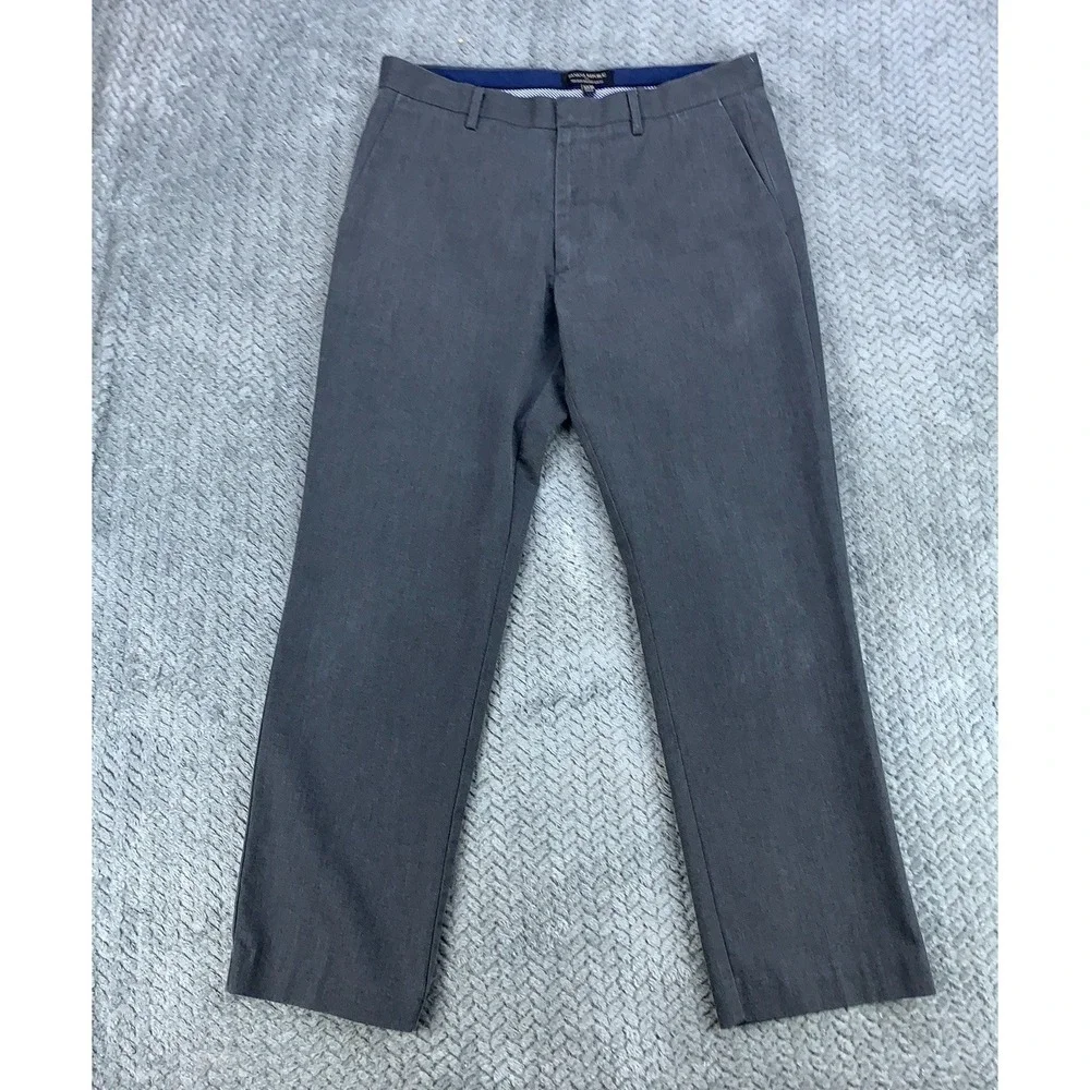 Banana Republic Men 32x30 (32x28) Gray Non-Iron Tailored Slim Fit Slacks Modern*